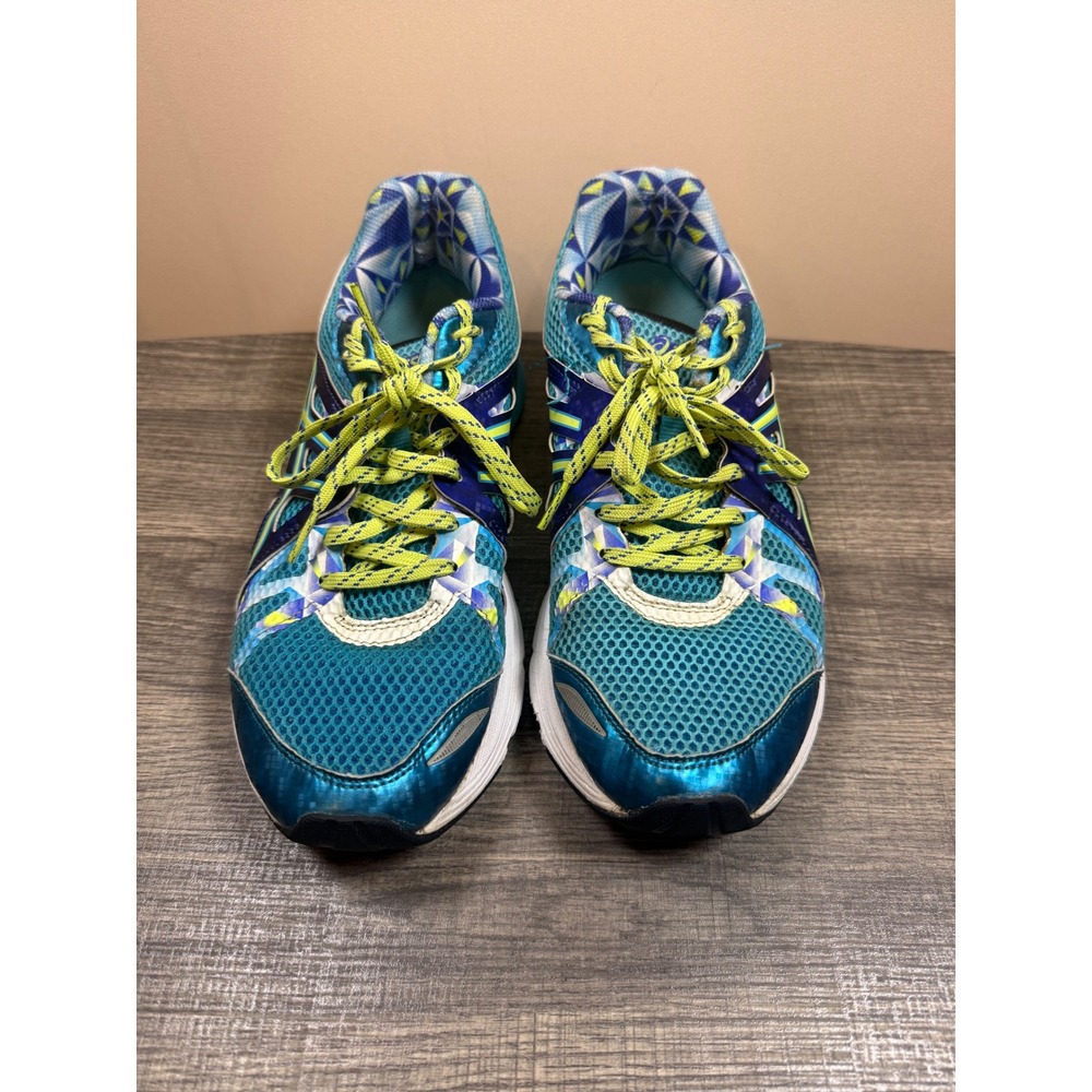 ASICS Gel-Kayano 20 Womens Running Shoes Teal Blue Lime Geometric T3N7N Size 10